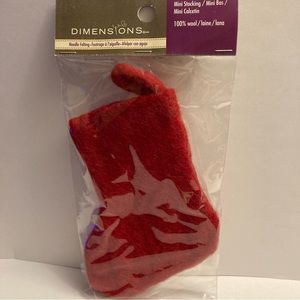 10 Dimensions FeltWorks 100% Wool Mini Christmas Stocking Fillable Red